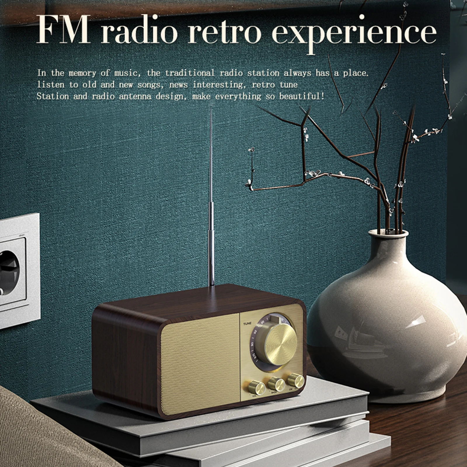 JY-66 Wooden Wireless BT5.0 Speaker Retro Classic Soundbox Super Bass сабвуфер FM Radio Support TF U Disk AUX IN Music |