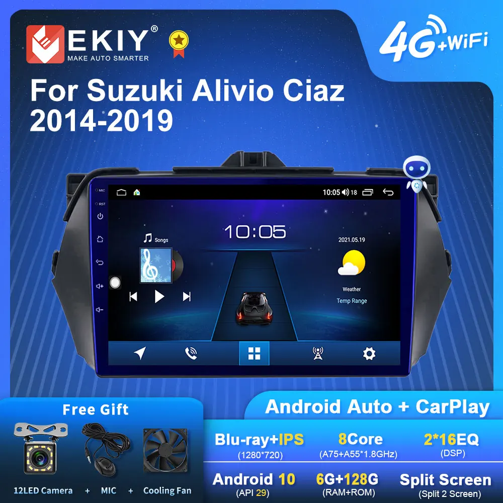 

EKIY S7T Android 10 Car Radio For Suzuki Alivio Ciaz 2014-2019 Stereo Multimedia Video Player Stereo GPS DSP Carplay 2din DVD HU