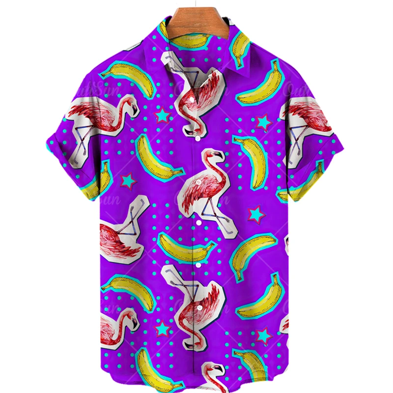 

Fruits, Birds Graphic Men Shirt 3D Printed Hawaiian Beach Shirts Short Sleeves Y2k Harajuku Tops For Men Clothing Lapel Tops