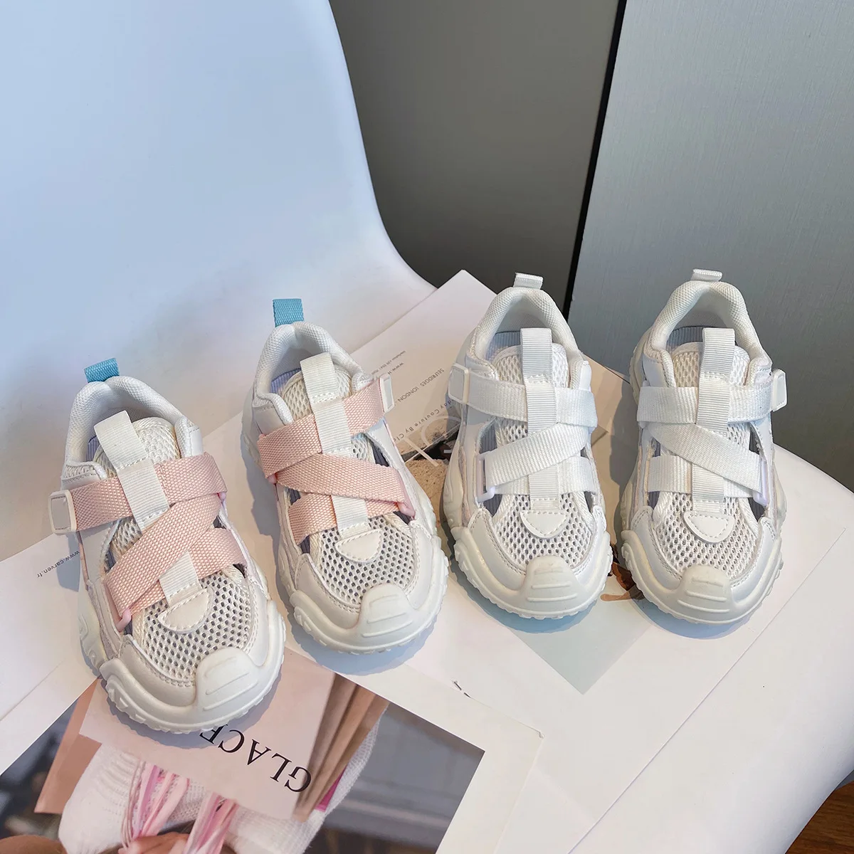 

Big Size 26-37 New Spring Summer 2022 Kids Fashion Sneakers Cute White Color Children's Casual Shoes Mesh Sports Sandals