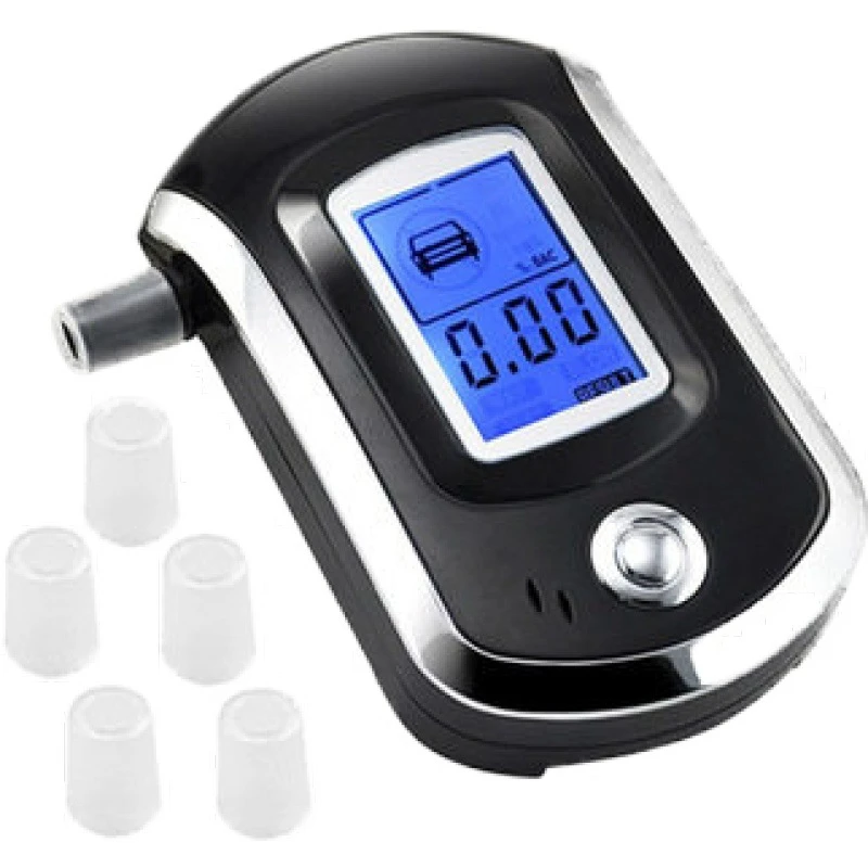

AT6000 Alcohol Tester with 5 Mouthpieces Professional Digital Breath Breathalyzer with LCD Dispaly Bafometro Alcoholimetro