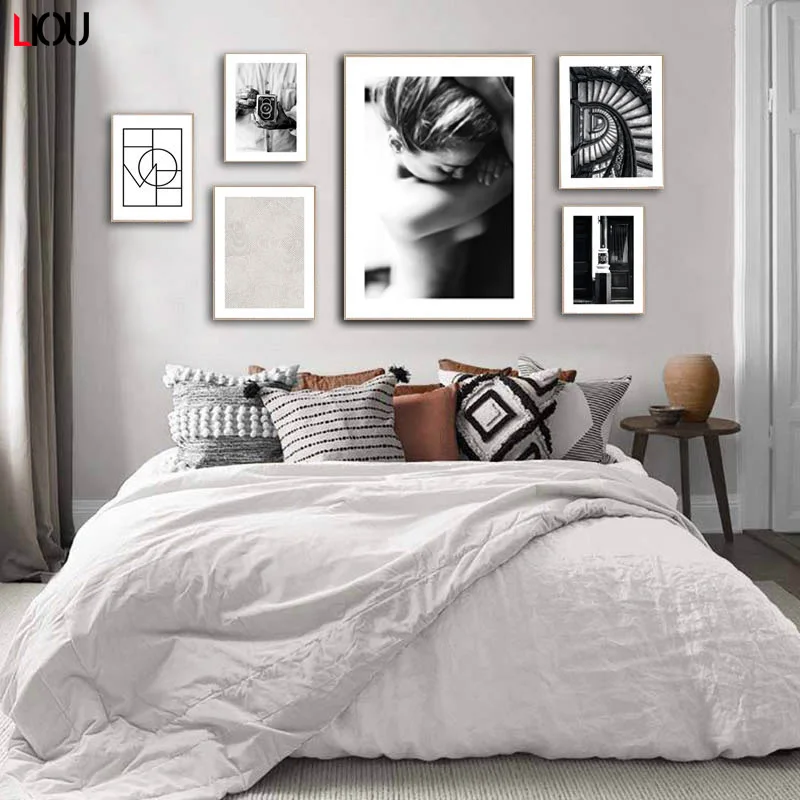 Черно-белый модный постер уличный пейзаж абстрактная настенная живопись на