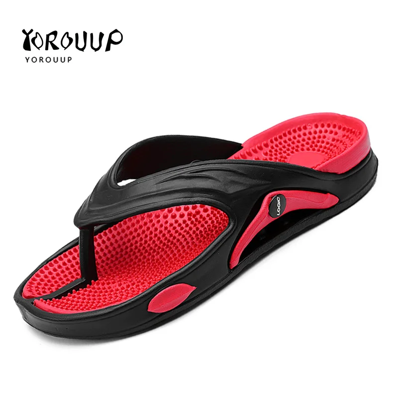2023 Summer Slippers Men Flip Flops Foot Granule Massage Shoes for Men Fashion Beach Sandals Men Slides Indoor Non-slip Slippers