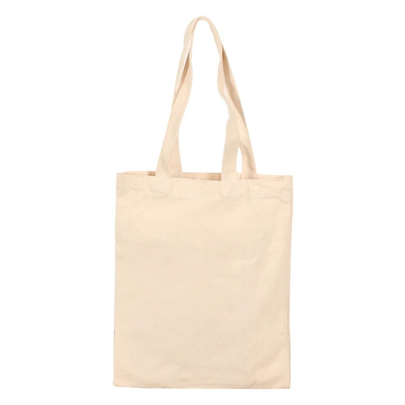 

Beige Canvas Shopping Bags Solid Color Canvas Handbag Inner Pocket Multi-purpose Bag Shopping Bag School Bag Outdoor Storage Bag