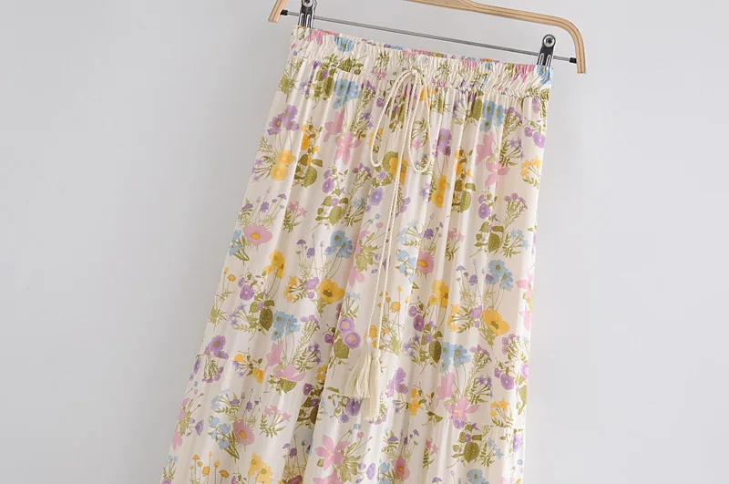 Женская винтажная юбка с цветочным принтом высокой эластичной талией |