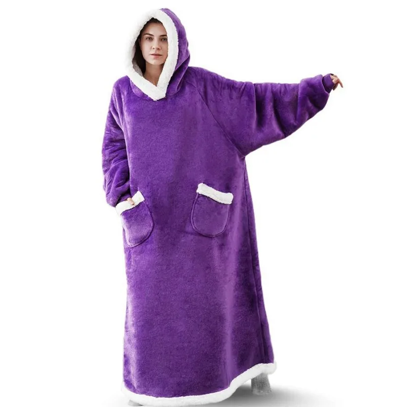 2022 New Hoodie Blanket Hooded Jacket Bathrobe Flannel TV Blanketes Pajamas Sweater TV Blanket Bath Robe