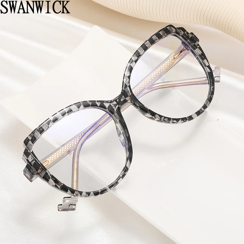 

Очки Swanwick в стиле ретро «кошачий глаз» с прозрачными линзами черного, розового и голубого цвета