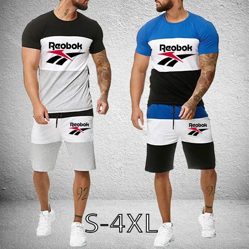 

Костюм спортивный мужской в полоску, модная повседневная футболка и шорты для бодибилдинга, уличная одежда с графическим принтом и коротки...