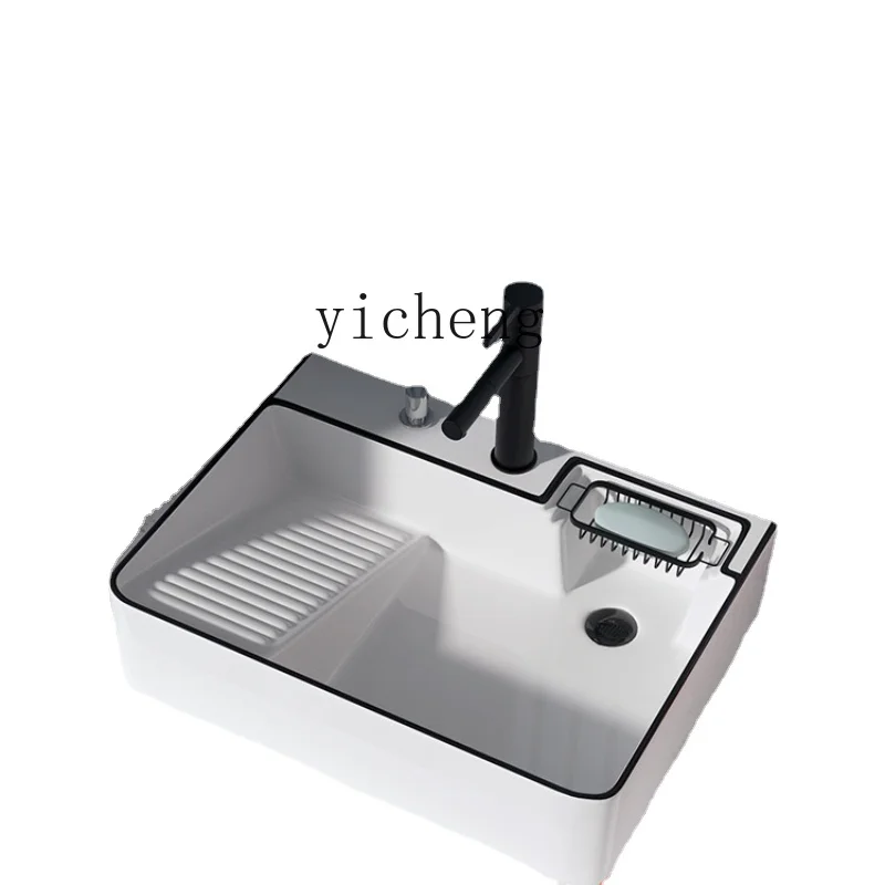

XL Table Basin Side Drainage Laundry Basin with Washboard Balcony Wash Basin Side Drainage Basin