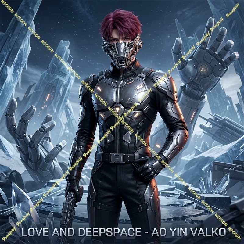 Фото Аниме-игра Love And Deepspace Ао Инь Валко Косплей Стильные Короткие Парики 3D Маска Волка из Полимолочной Кислоты Реквизит Аксессуары Хэллоуин №1