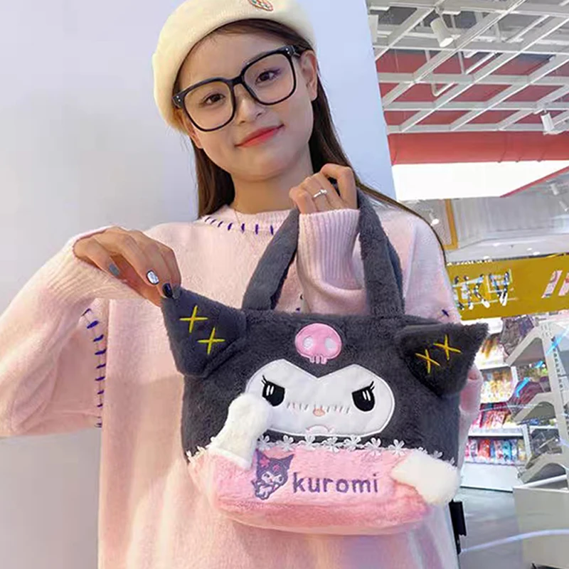 

Anime Sanrio Plush Bag Hello Kitty My Melody Kuromi Cartoon Handbag Cinnamoroll Storage Tote Bags Girls Birthday Christmas Gifts