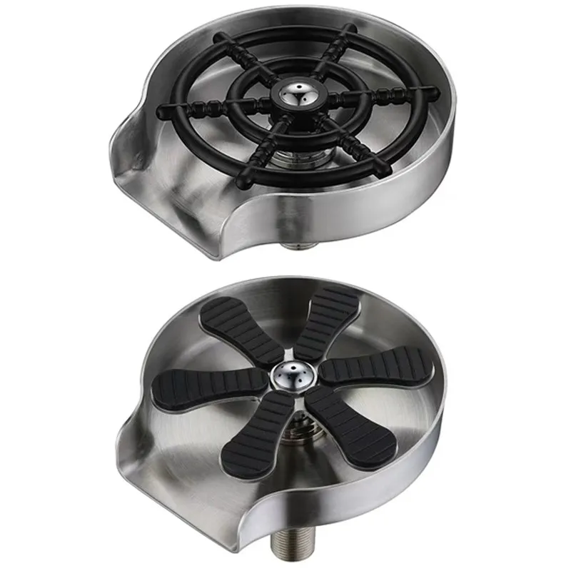 

2 Styles Stainless Steel Cup Washer Bar Glass Rinser Automatic High Pressure Rinser Cup Washer Kitchen Sink Cleaning Accessories