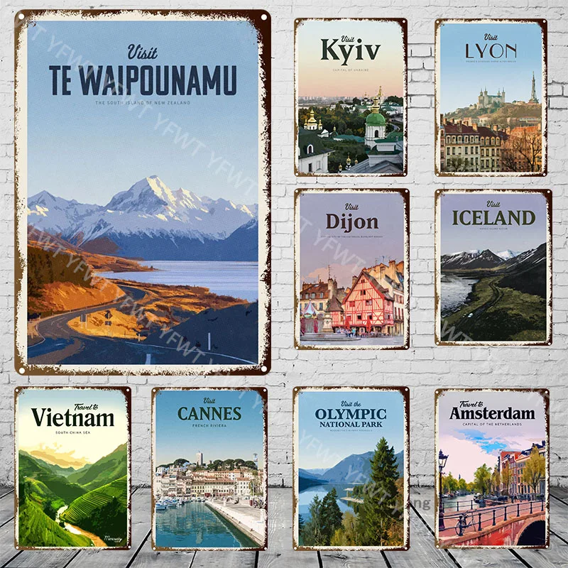 

Постер живописного вида для путешествий, металлическая жестяная вывеска, домашний декор, доступен для столовой, балкона, спальни, детской к...