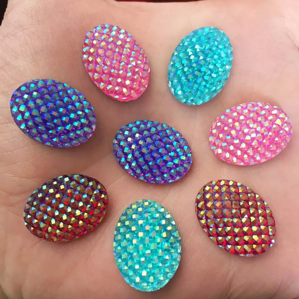 

DIY 40 шт. 13*18 мм AB овальные мини-частицы с плоской задней поверхностью Стразы Свадебное Ремесло R29