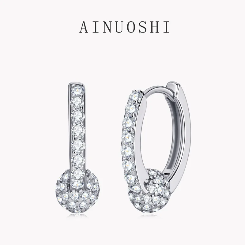 

100% 925 Sterling Silver 0.76ct Moissanite Hoop Earrings For Women Luxury Diamond Earring Sparkling Fine Jewelry Gift