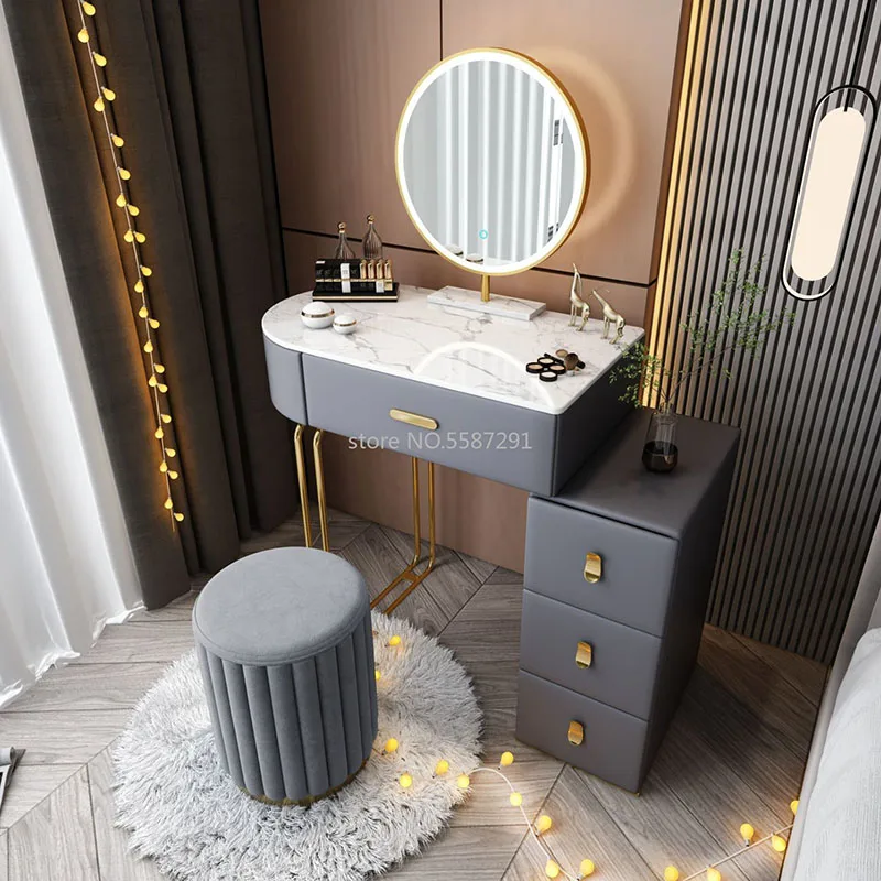 

New Small Makeup Table Dresser Bedroom Modern Minimal Luxury Dressing Jewelry Cabinet Locker Mini Vanity Mirror Desk Furniture