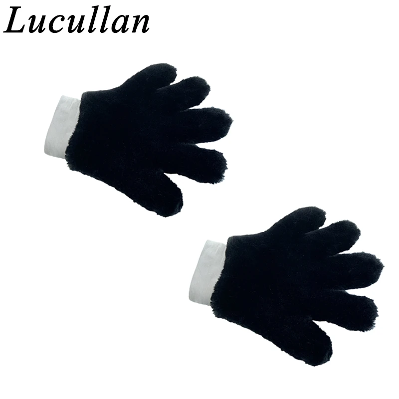 

Двусторонняя перчатка Lucullan из синтетической шерсти, супермягкая перчатка без царапин с 5 пальцами для детализации автомобиля