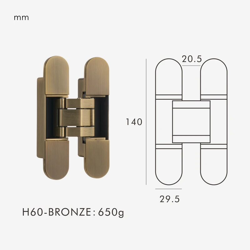 Невидимые дверные петли Nurlin 3D регулируемые