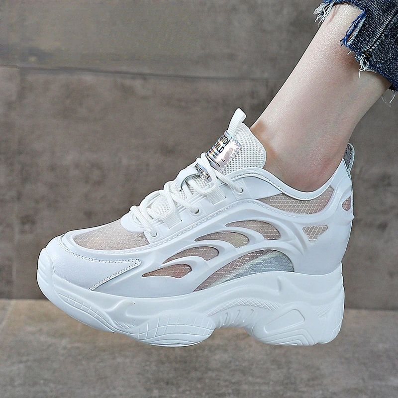 

spring and summer women's shoes to increase the height of the leisure sneakers breathable fashion sports shoes ladies mesh shoes