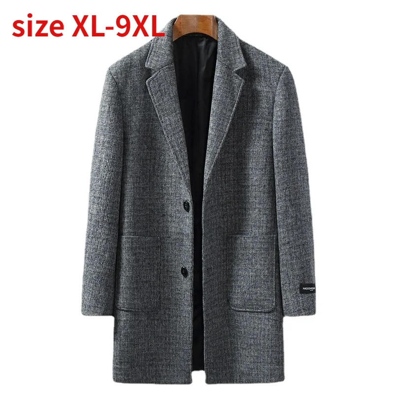 

Autumn Winter New and Arrival Fashion Plaid Windbreaker Men's Woolen Overcoat Suit Collar Plus Size XL2XL3XL4XL5XL6XL7XL8XL9XL