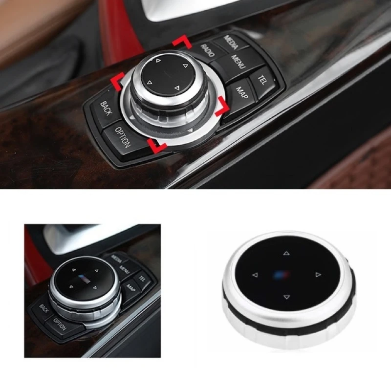 

ABS+Glass Car Multimedia Button Knob Cover Trim For BMW 1 2 3 5 7 Series X1 X3 X5 X6 F25 F30 F10 F11 F07 E90 E92 E70 E71 F01 F20