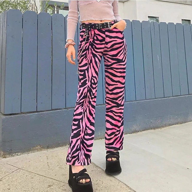 Sports Casual Milk Cow Print Flare Pants Women Street Indie Fashion Loose Long Pants Mid Length Spring Autumn Trousers 2023 New