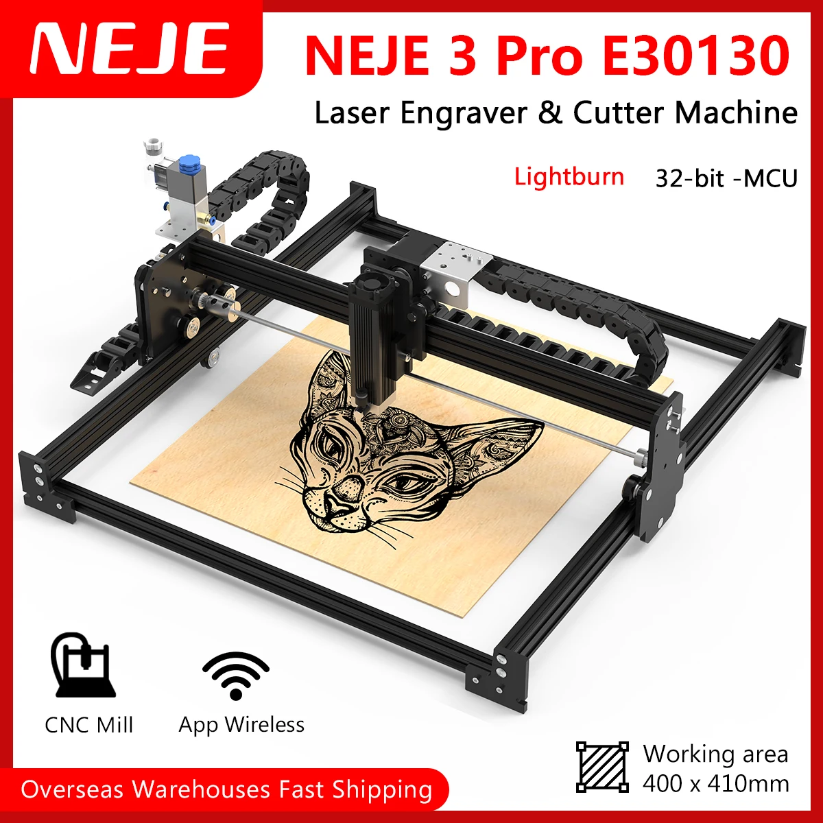 NEJE 3 PRO Cutting Engraver Laser CNC Laser Engraving Machine Cutting Cutter Wood Machine DIY Wooden Product CNC Milling Machine