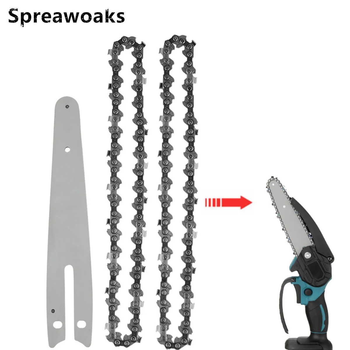 4 6 8 Inch Chain and Guide For Electric Chainsaw Replacement Mini Pruning Saw Electric Saw Parts Garden Guide Plate Accessories