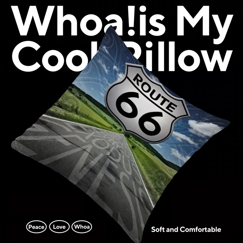 

Double Sided Printing Pillow Cases Route 66 Decorative Cushion Covers Throw for Bed Sofas Interior Silk Sleeping Fall Pillowcase
