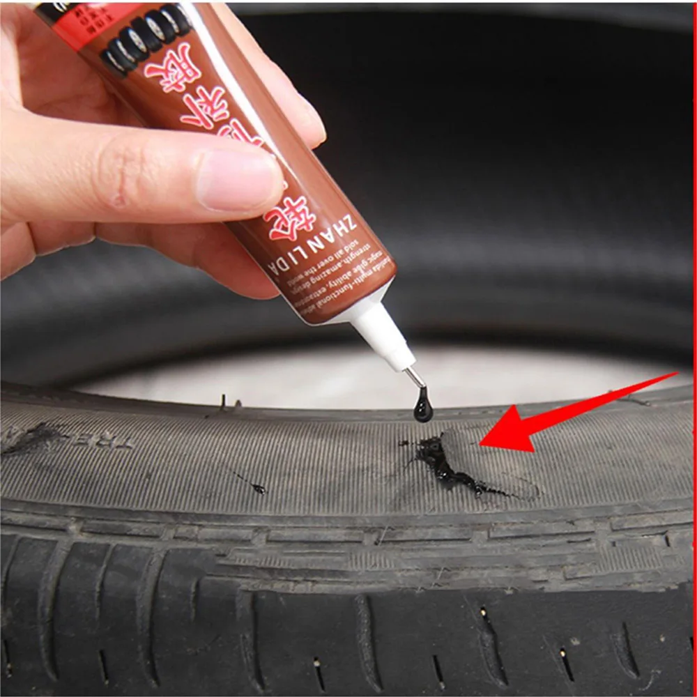 25ml Slow drying Tire Repair Glue Black Zhanlida for Car Scratches Rubber Strips Cracks Outer Side peeling Sealing Strip