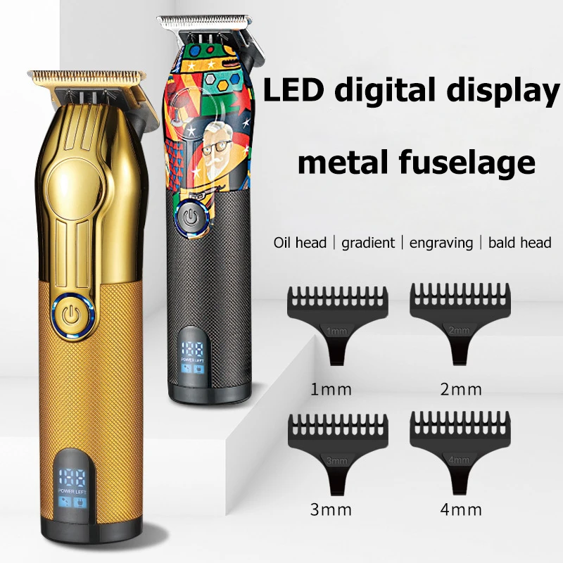 

Men's Beard Trimmer Multifunctional LCD Electric Hair Clipper Adult Kids USB Charging Stainless Steel Blade Hair Clipper