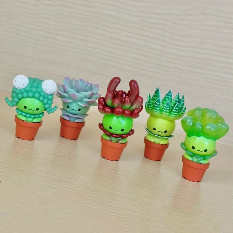 Фото Оригинальная фигурка QUALIA Kawaii Gashapon: милые суккуленты, миниатюрные эльфы в горшках, кактусы, игрушки-капсулы, аниме-фигурки, куклы, подарок №2