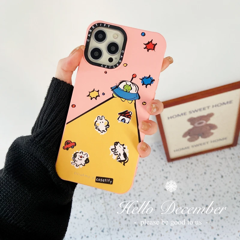 

Корейский чехол для телефона с милым мультяшным животным планетой космическим кораблем для iPhone 11 12 13 Pro XS Max X XR 7 8 Plus, чехлы, мягкий силиконовы...