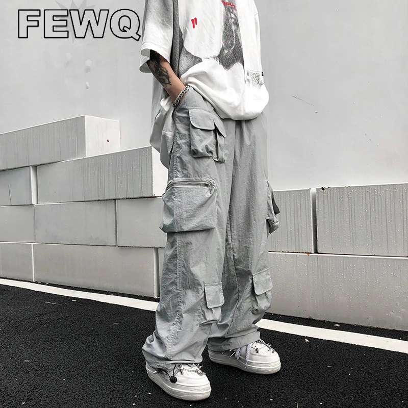 

Мужские прямые брюки-карго FEWQ в стиле Харадзюку, на завязках, с несколькими карманами, Y2k, брюки в стиле сафари, весна 2023, 24B2186