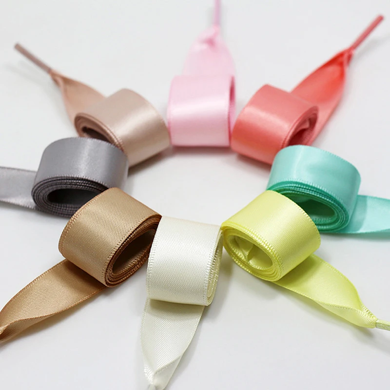 

1Pair 2cm Width Silk Satin Shoelaces Ribbon Shoe Laces Boots For Women Sneakers ShoeLace Length 120cm 12 Colors