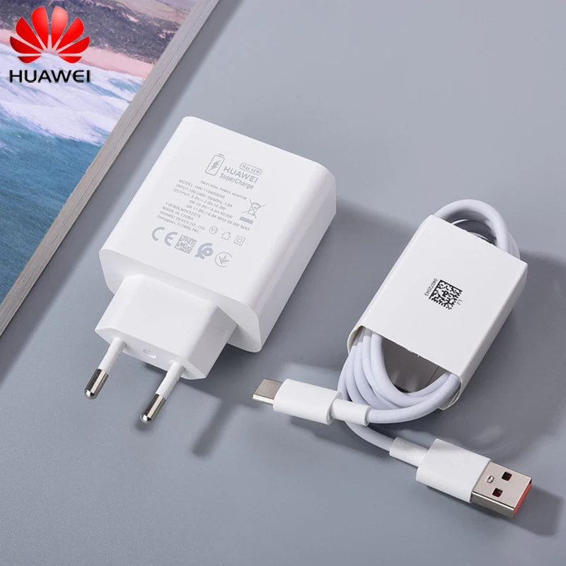 

Original Huawei 66W EU US SuperCharge Adapter 1M 6A USB C Fast Charging Cable for Nova 9 8 7 P50 P40 Mate 50 40 30 Pro Honor V40