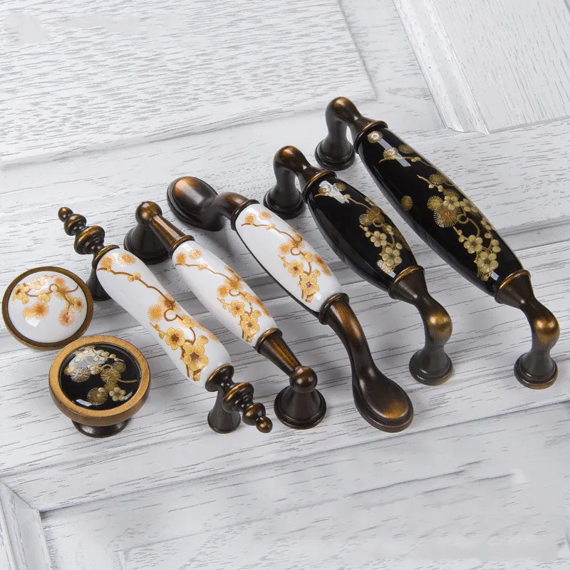 

American Wardrobe Door Handle European style Kitchen Cabinet Drawer Ceramic Furniture Handles Drawer Knobs