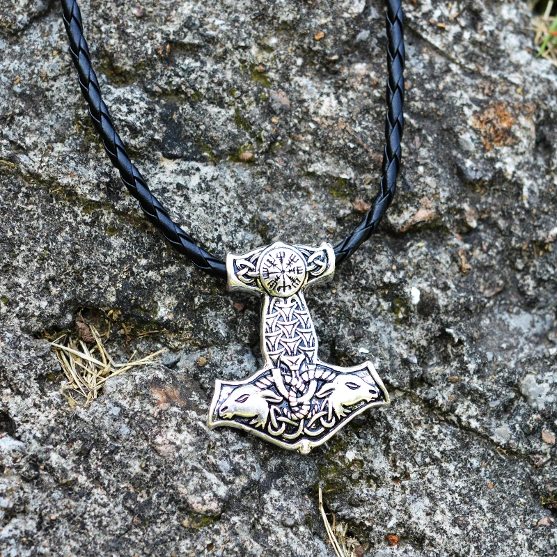 Ретро Тибетское Серебро Миф Викинг Мьельнир Амулет Тотем Молот Тора Кулон