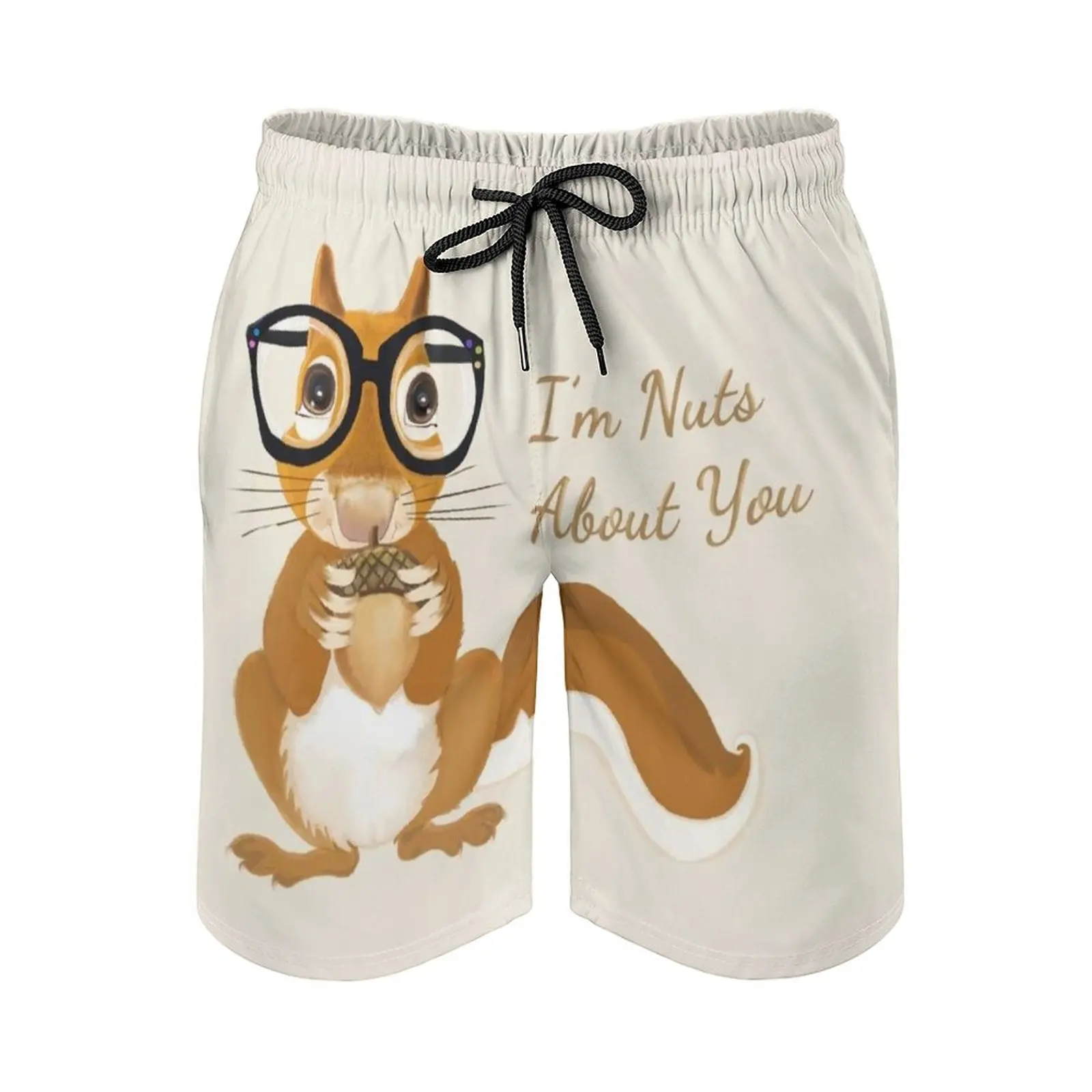 Squirrel Print Swim Beach Board Shorts Swimsuit Loose Men's Trunks Breathable Squirrel Cute Kawaii Whimsical Woodland Creature