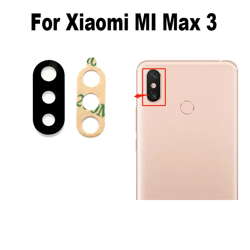 

Оригинальная Новинка для Xiaomi MI Max 3 задняя камера стеклянная Задняя крышка объектива с клейкой наклейкой M1804E4A