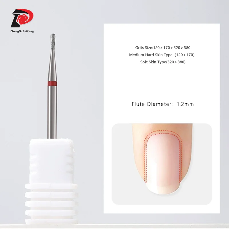 Биты с перевернутой грушей и бриллиантами Сверла для ногтей Маникюр