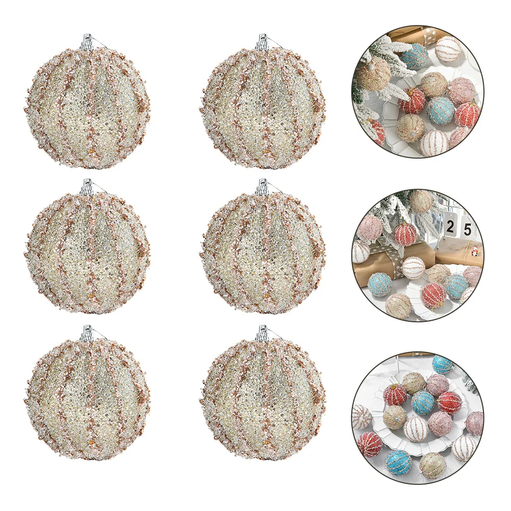 

6 Pcs Christmas Decorations Xmas Pendant Sequins Party Ornament Ball Ornaments Tree Balls Hanging Decors