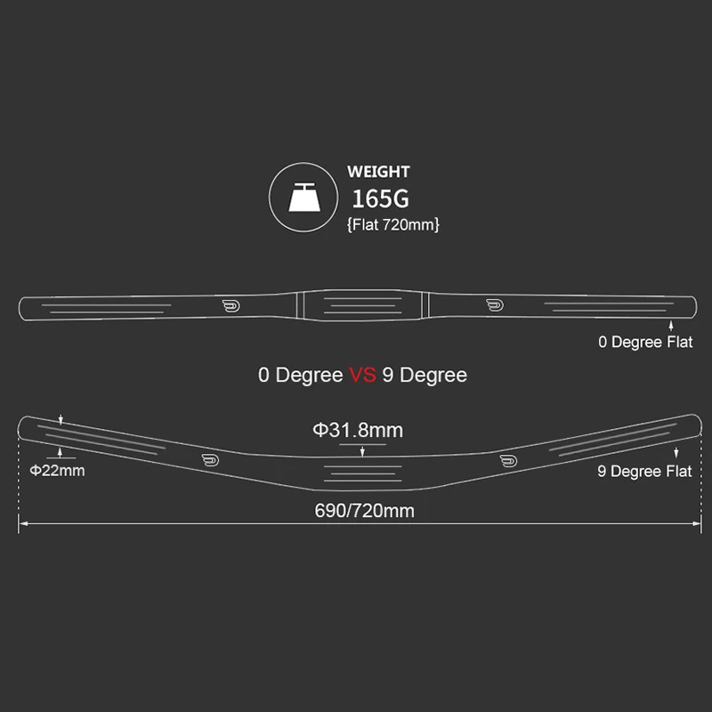 9 Degree Carbon Fiber Mountain Handlebar 31.8mm*690mm/720mm Bicycle Flat Handlebar Bike UD Matte XC Bicycle Accessories