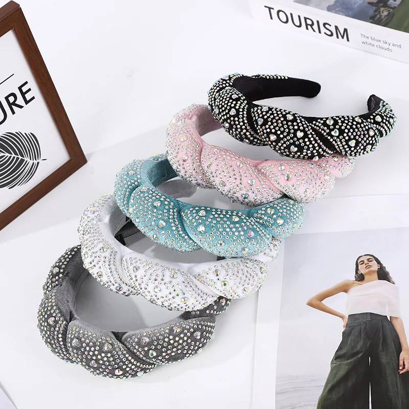 

Повязка на голову из фланелевой губки с бриллиантами, модная повязка на голову, обруч для волос в виде большого облака, Женский обруч