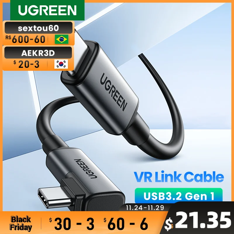 

Новинка, распродажа, зеленый кабель USB C для поиска 2, гарнитура VR USB3.2 Gen1, высокоскоростной 5 Гбит/с, 5 м, зарядный кабель 60 Вт, кабель USB C