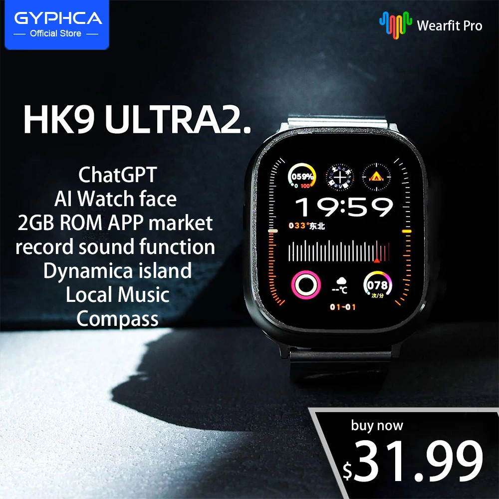 Смарт-часы HK9 Ultra 2 с Amoled-дисплеем, 2 Гб ПЗУ | AliExpress