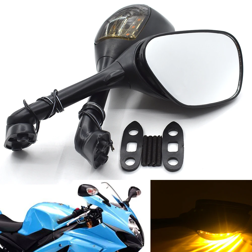 

Для Suzuki GSX-R600 GSX-R750, дымовая линза SV650 SV1000 K6 K7 K8, мотоциклетное зеркало заднего вида, светодиодный светильник поворота