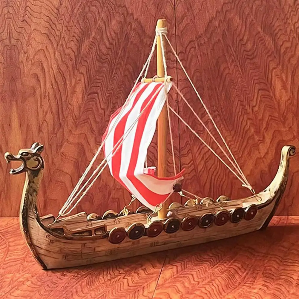 

Delicate Sailing Boat Figurine Lightweight Traditional Chinese Dragon Head Resin Sailing Boat Ornament Household Supplies