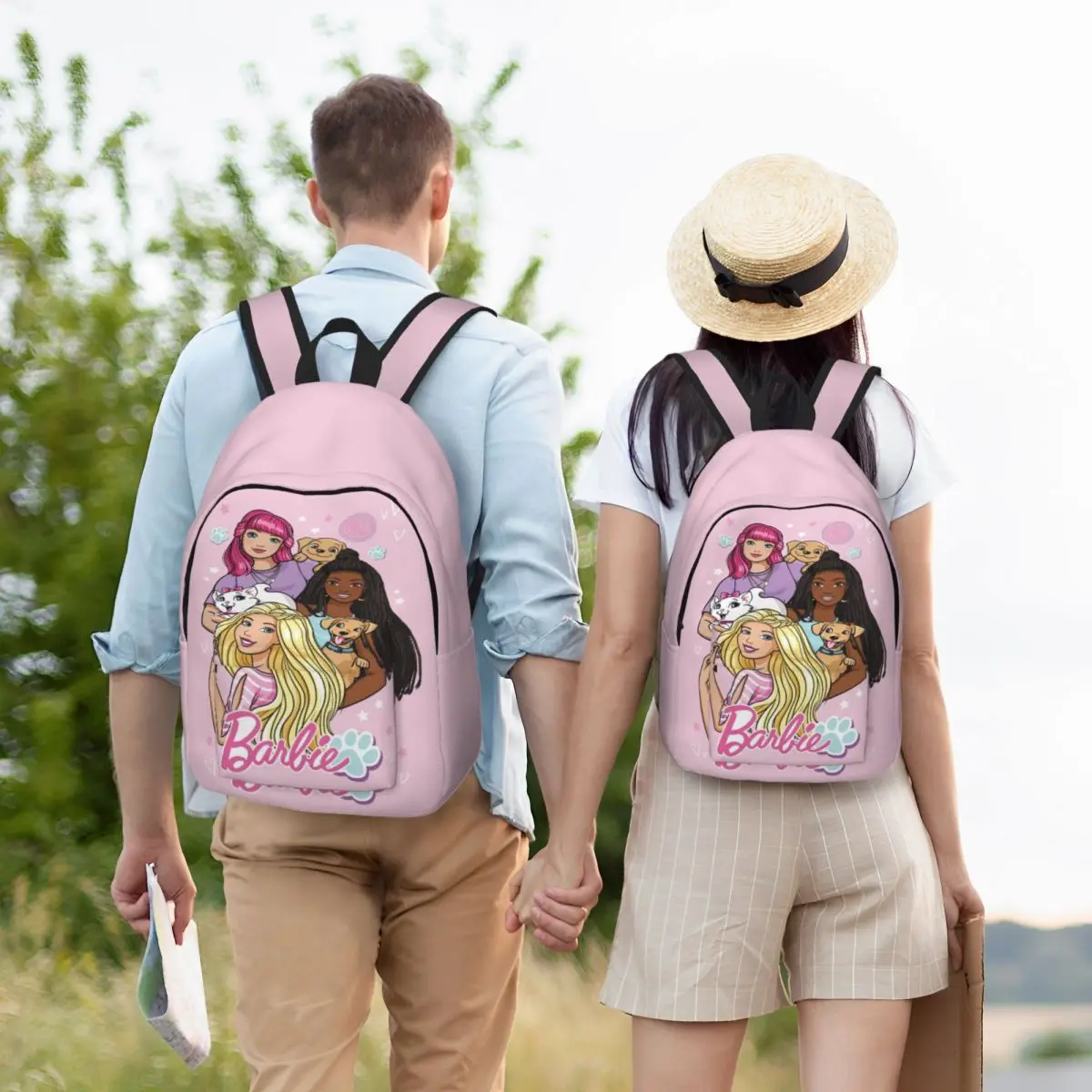 Милые холщовые рюкзаки с изображением Барби на заказ для мужчин и женщин