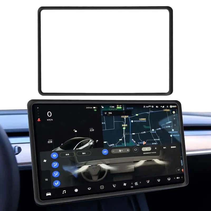 

Сенсорный экран для автомобиля с центральным управлением, зеркальный полноразмерный экран для защиты от столкновений, силиконовая рамка, модификация украшения салона автомобиля